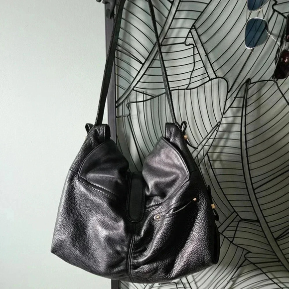 B. Makowsky | Black Butter Soft Slouchy  Moto Shoulder Bag - Picture 3 of 16